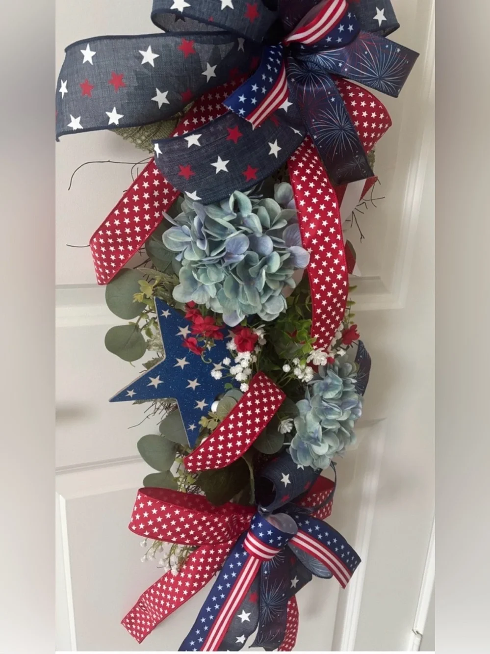 Patriotic Summertime America Star Door Swag 250th Americana Red Blue  Final Sale
